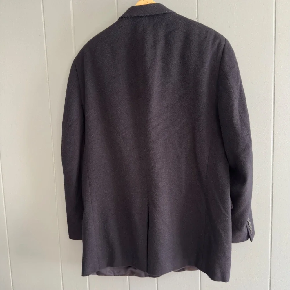 Vintage Claiborne Wool Silk‎ Cashmere Blazer 42R Navy Quiet Luxury Unisex